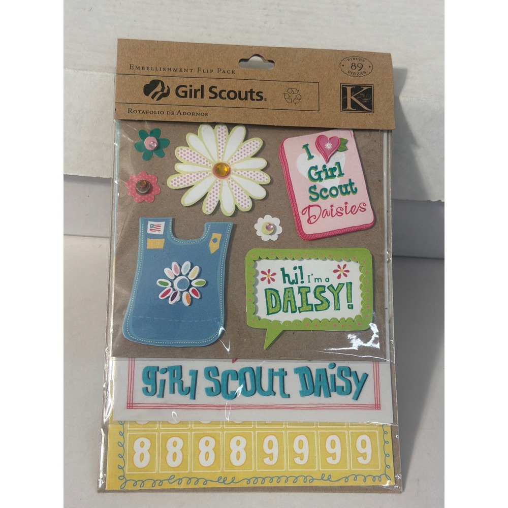 Girl Scouts Daisy Embellishment Flip Pack 89 Pieces K&Company 30-440005 New